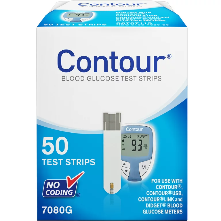 Contour diabetic test strips packaging, 50 count box